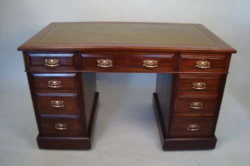 a fine victorian mahogany twin pedestal desk