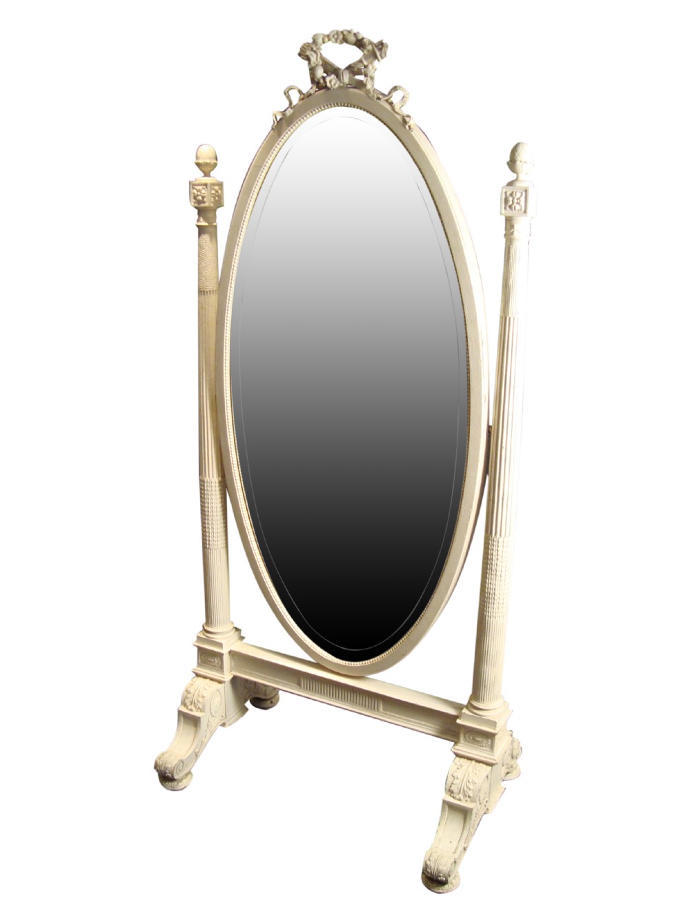 a late 19th century french neoclassical revival white painted chevel mirror