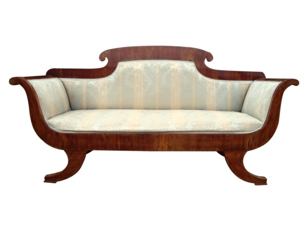 a decorative regency mahogany scroll arm sofa