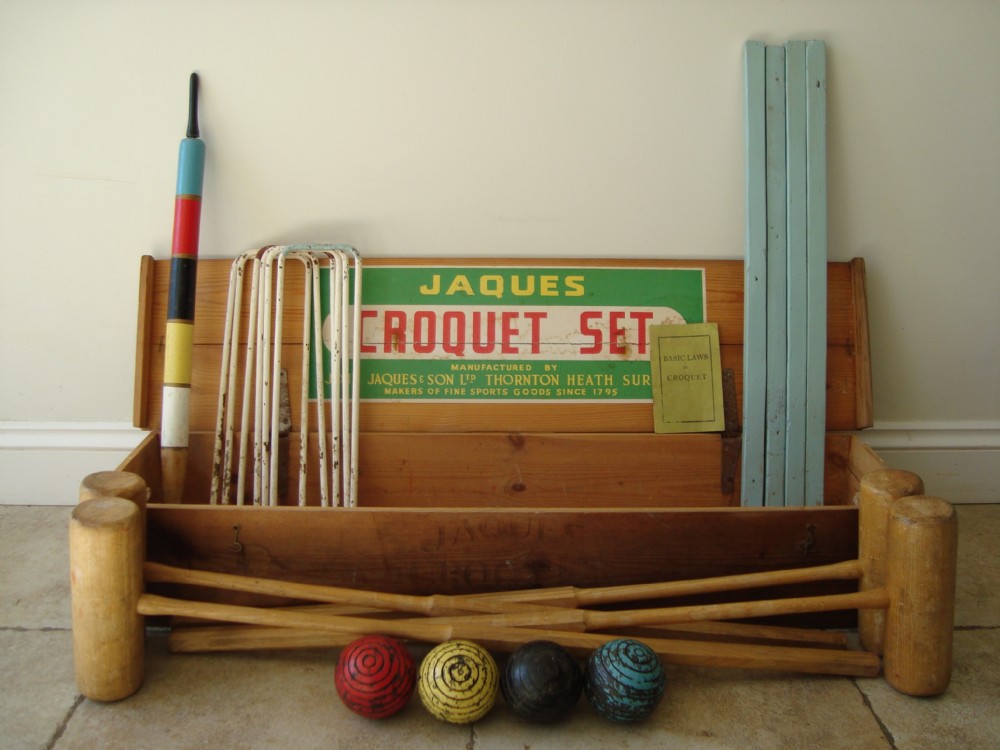 a vintage jaques croquet set