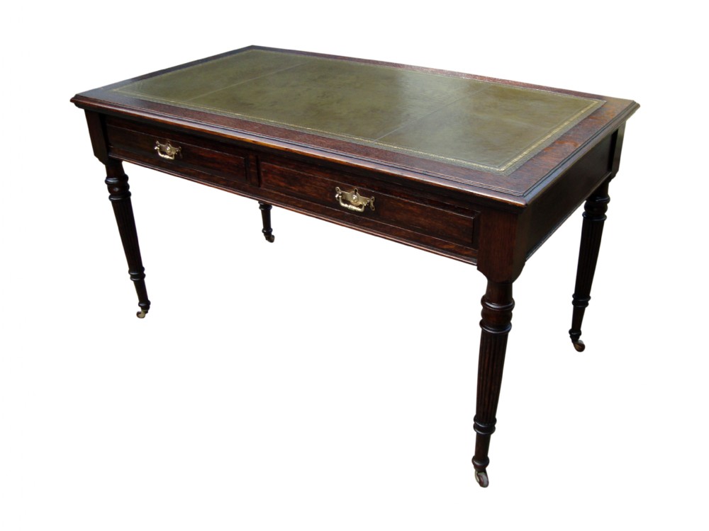 a elegant large edwardian oak writing table