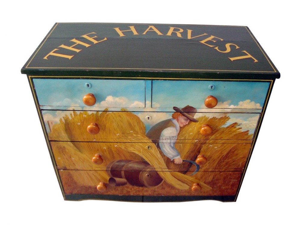 a decorative victorian painted chest of drawers