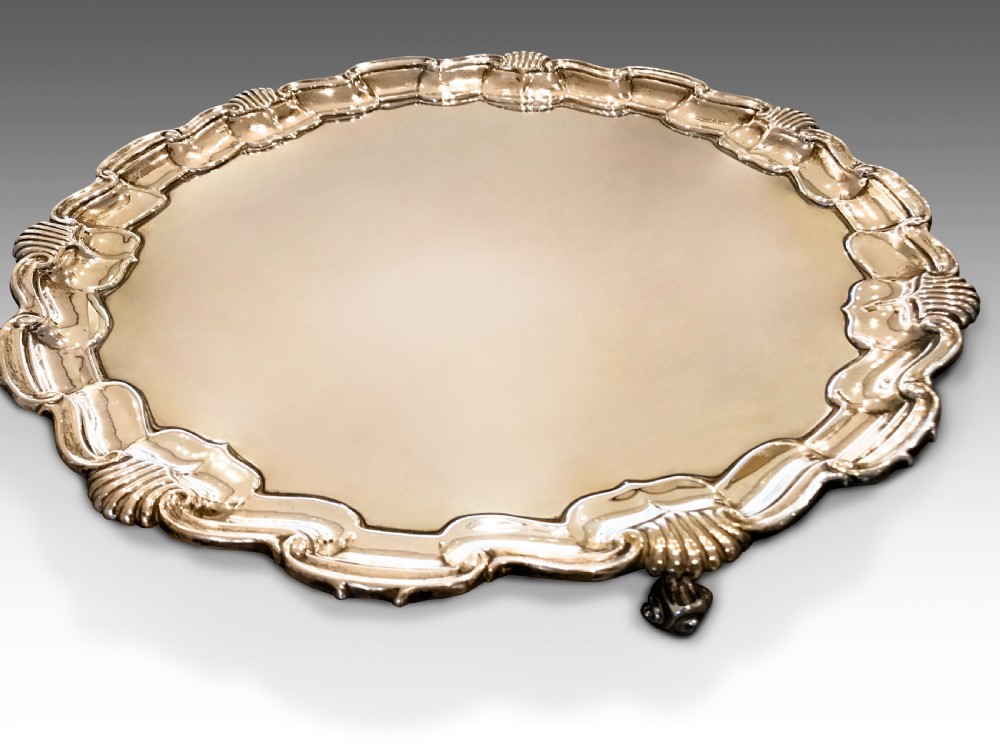 an attractive victorian solid silver serving tray