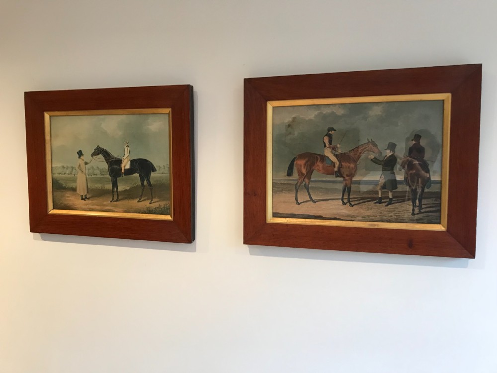 a pair of victorian framed horse pictures